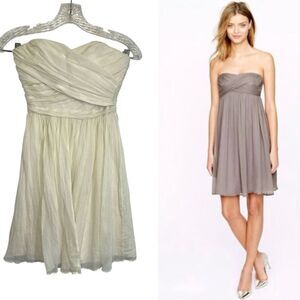 J.Crew ladies Taryn dress petite 00 ivory silk taffeta wedding bridesmaid 29708